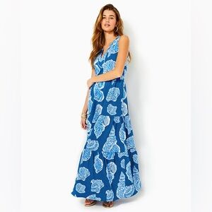 NWT Lilly Pulitzer Blue and White Shell Maxi Dress